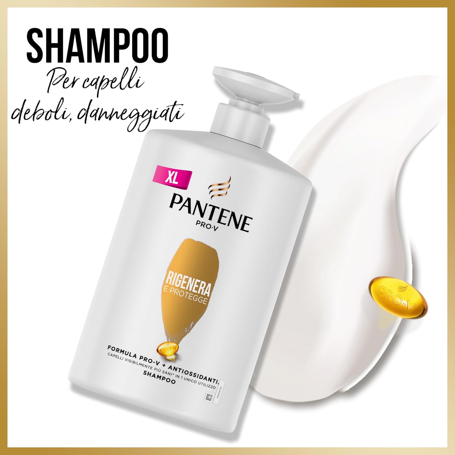 Pantene Pro-V Shampoo Protezione Cheratina, Rigenera E Protegge, per Capelli Deboli o Danneggiati, Ripara i Danni da Styling, Formato Maxi Convenienza 2x 1000 ML 1 l (Confezione da 2) - Immagine 4