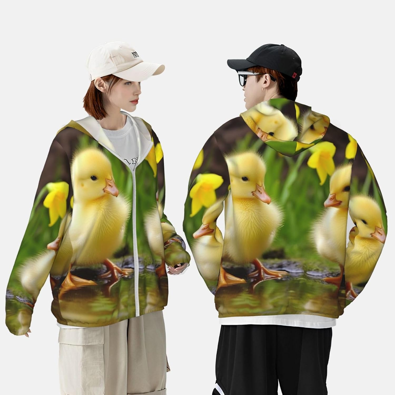 UPF 50+ Cute Baby Ducks Sun Protection Hoodie Jacket Quick Dry Rash Guard Long Sleeve Sun Shirt