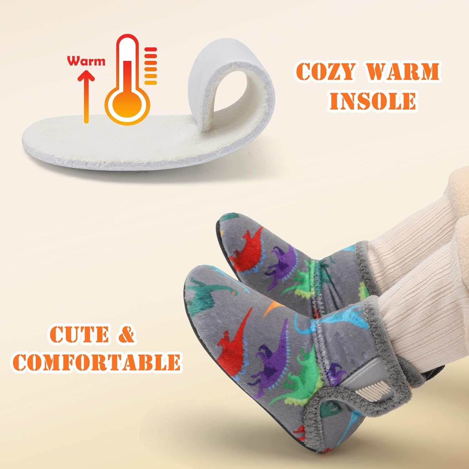 BARERUN Toddler Slippers Girls Boys House Shoes Baby Winter Booties Plush Cozy Kids House Slipper Warm Lightweight Infant Walking Shoes Socks - Image 6