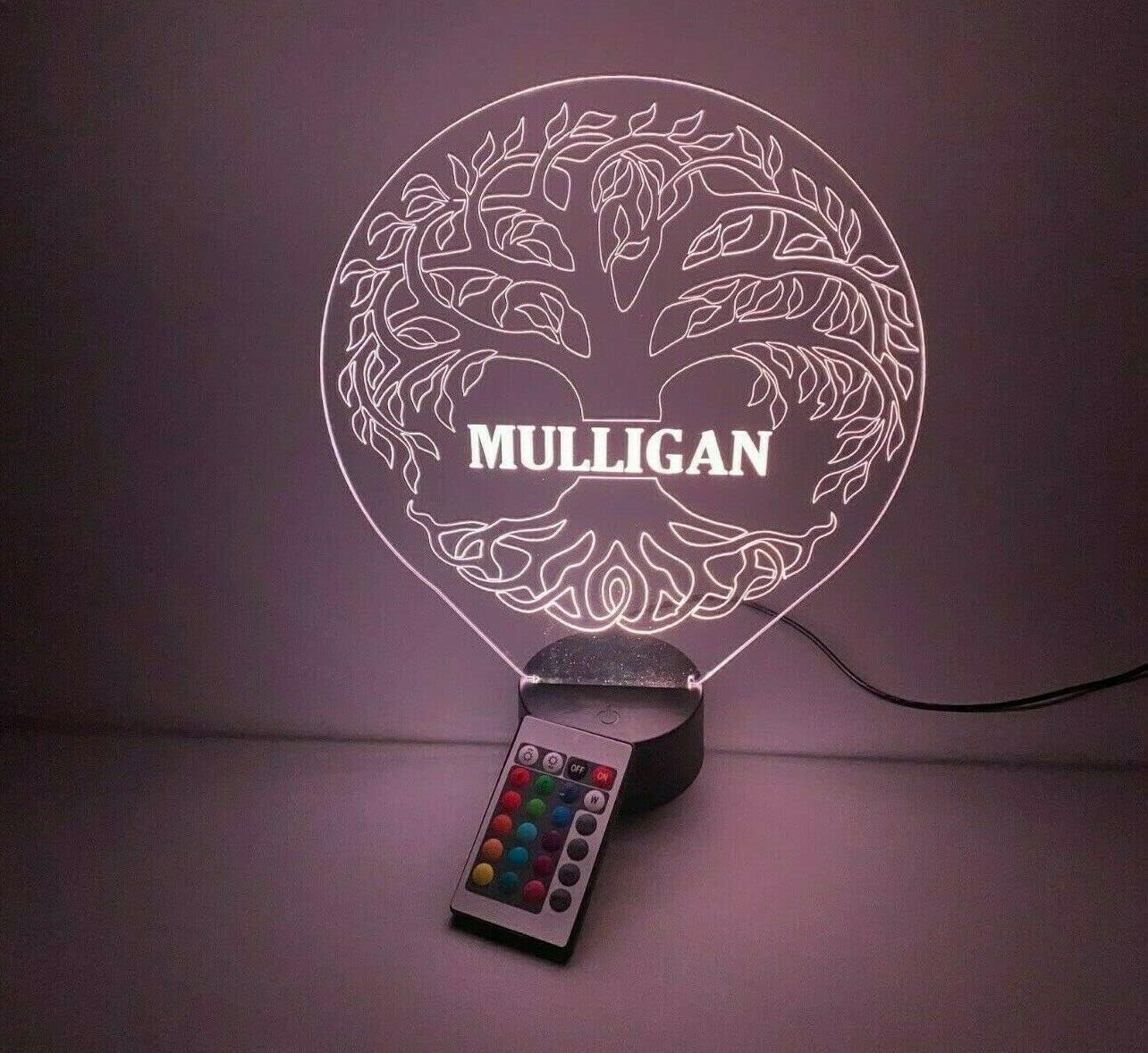 Tree of Life Family Representing Personal Development and Individual Beauty Night Light Up Table Desk Lamp LED Personalized Home Room Decor, With Remote 16 Colors Free Engraved, Great Gift