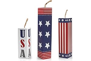 ABTOLS 3PCS Patriotic Firework Tiered Tray Signs for 4th of July