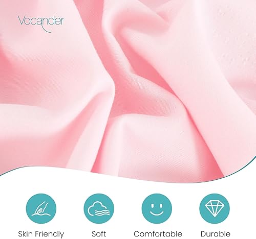 Miniatura 4 de Vocander Falda de Cama Rosa Tamaño Individual con Caída de 14 Pulgadas, Falda de Cama Elástica con Volantes Antipolvo, Fácil de Colocar, Faldas de