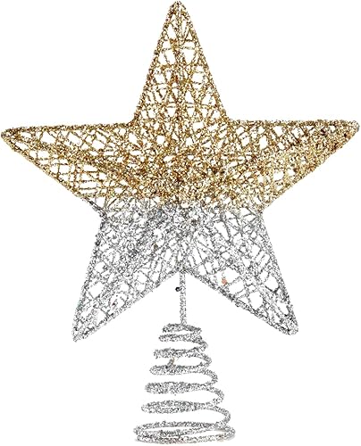 Miniatura 33 de BinaryABC Estrella para árbol de Navidad, adornos brillantes para decoración del árbol de Navidad, 7.9 in (plateado)
