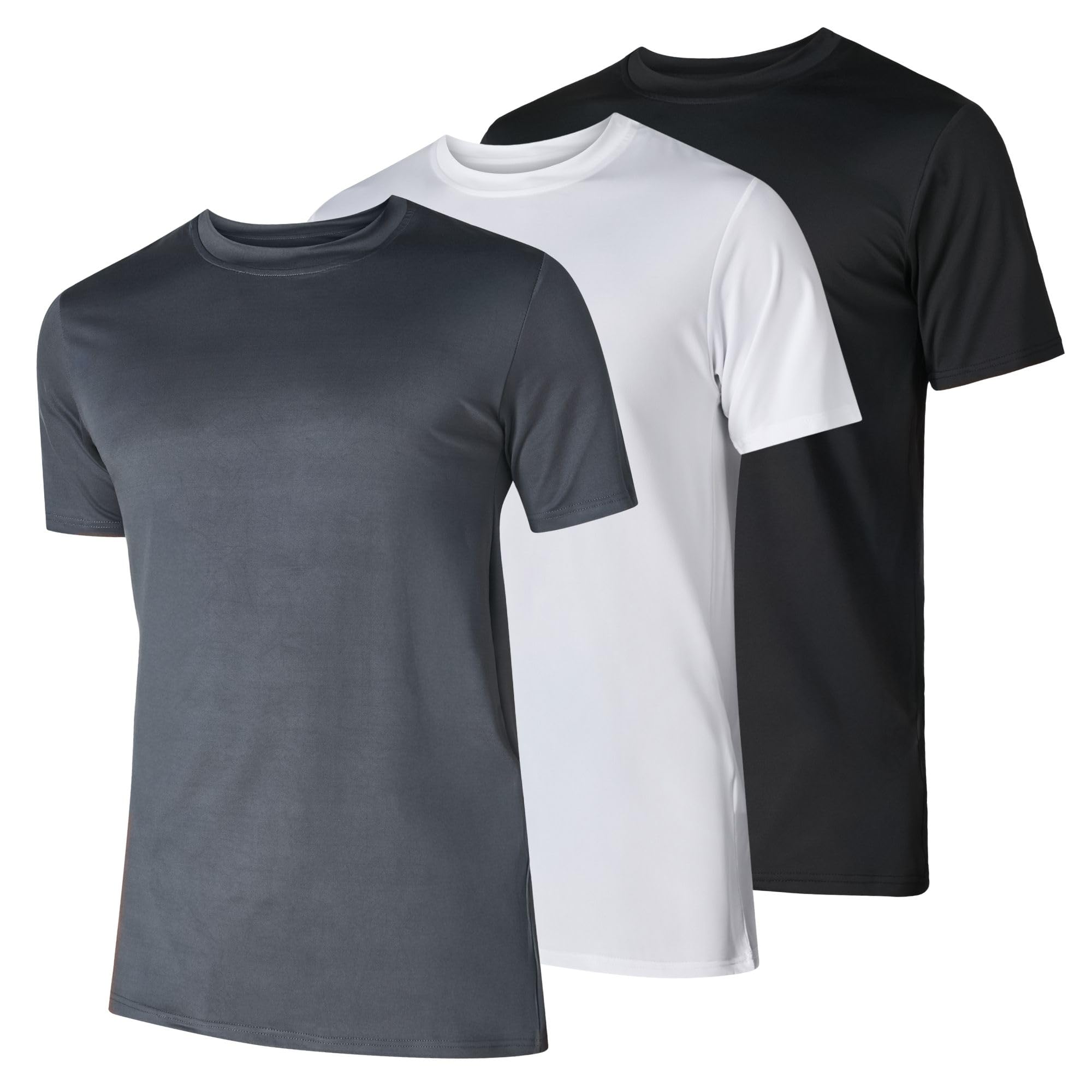 Men’s Workout Short Sleeve Athletic Gym T-Shirts 3 Pack Mens Dry Fit Running Shirt Moisture Wicking Active Crew Tees for Men