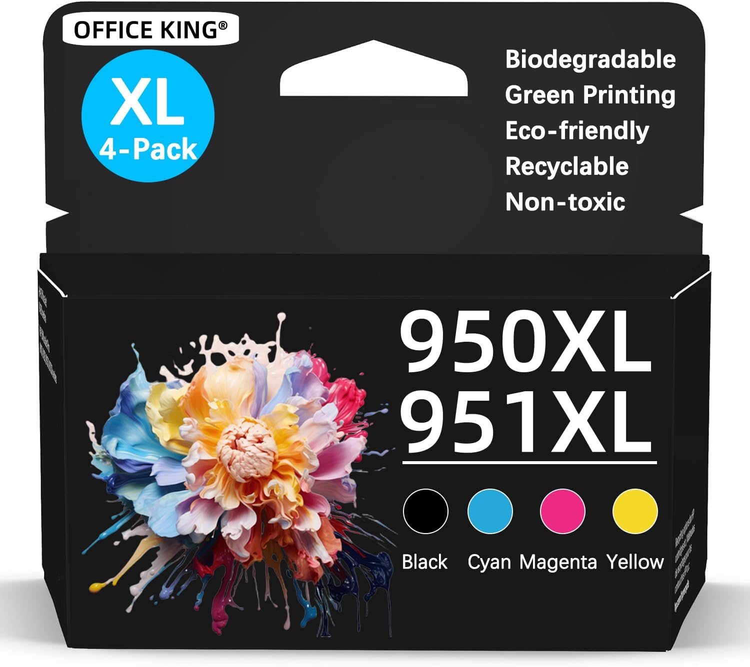 950XL 951XL Ink Cartridges Combo 4-Pack (with chip) 950 XL 951 XL Replacement for HP OfficeJet Pro 8100 8600 8610 8615 8620 8625 8630 251DW 276DW Plus Series.(Black,Cayn,Magenta,Yellow)