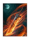 Katomula 100 MTG Card Sleeves with 100 Inner Sleeve, Textured Back Art Sleeves, Fit Standard Size Cards (Cloud Buster Sword)