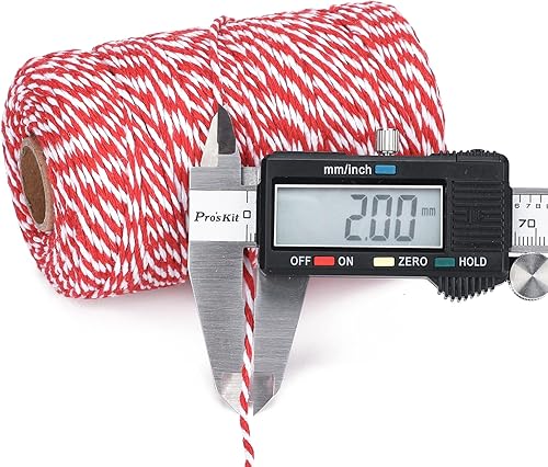Miniatura 2 de G2PLUS Cuerda de Navidad, cuerda de envoltura de regalo, cuerda blanca y roja de 0.079 pulgadas, cuerda de algodón natural de 656 pies para embalaje