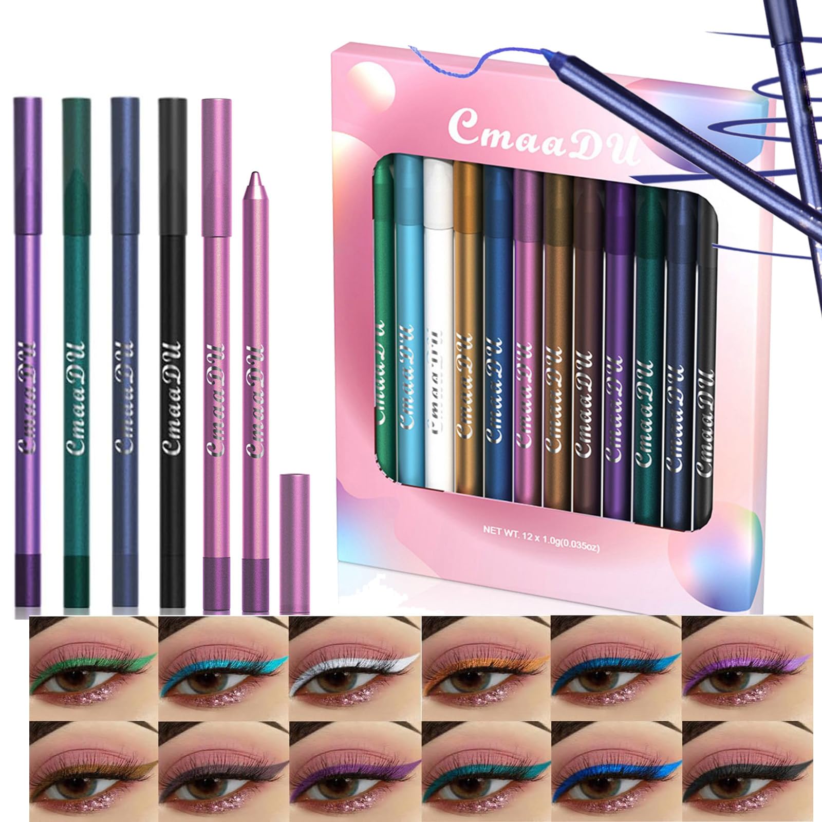 RoseFlower 10 Piezas Eyeliner Colores Waterproof lápiz de color Delineador de Ojos de Colores Gel Eye Liner Mate Lapiz de Ojos Fácil de Aplicar Long Lasting Herramientas Maquillaje Regalo para Mujer#5