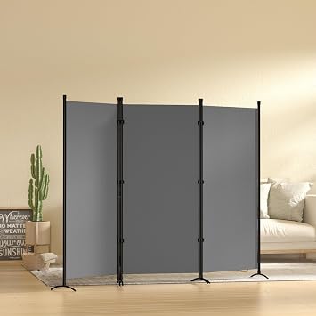 3 Panel Room Divider, 6FT Portable Room Dividers Folding Privacy Screens, 100" W Freestanding Fabric Divider for Room Separation, Partition Room Divider Panel for Dorm Home Studio Office, Grey