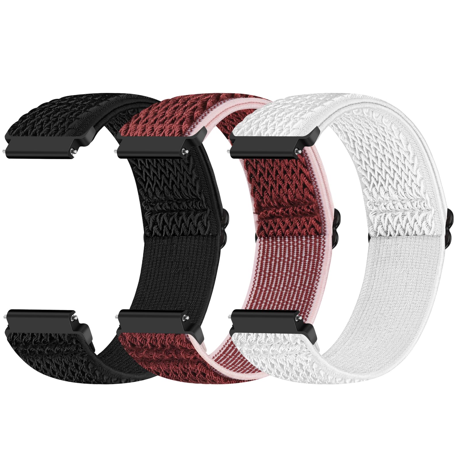 Yunshare Quick Release Watch Strap 18mm 19mm 20mm 22mm 24mm, Elastic Nylon Watch Bands Women Men for Samsung/Garmin/Fossil/Amazfit/Huawei/COROS/Xiaomi Replacement Wristband, 3pcs — view 19