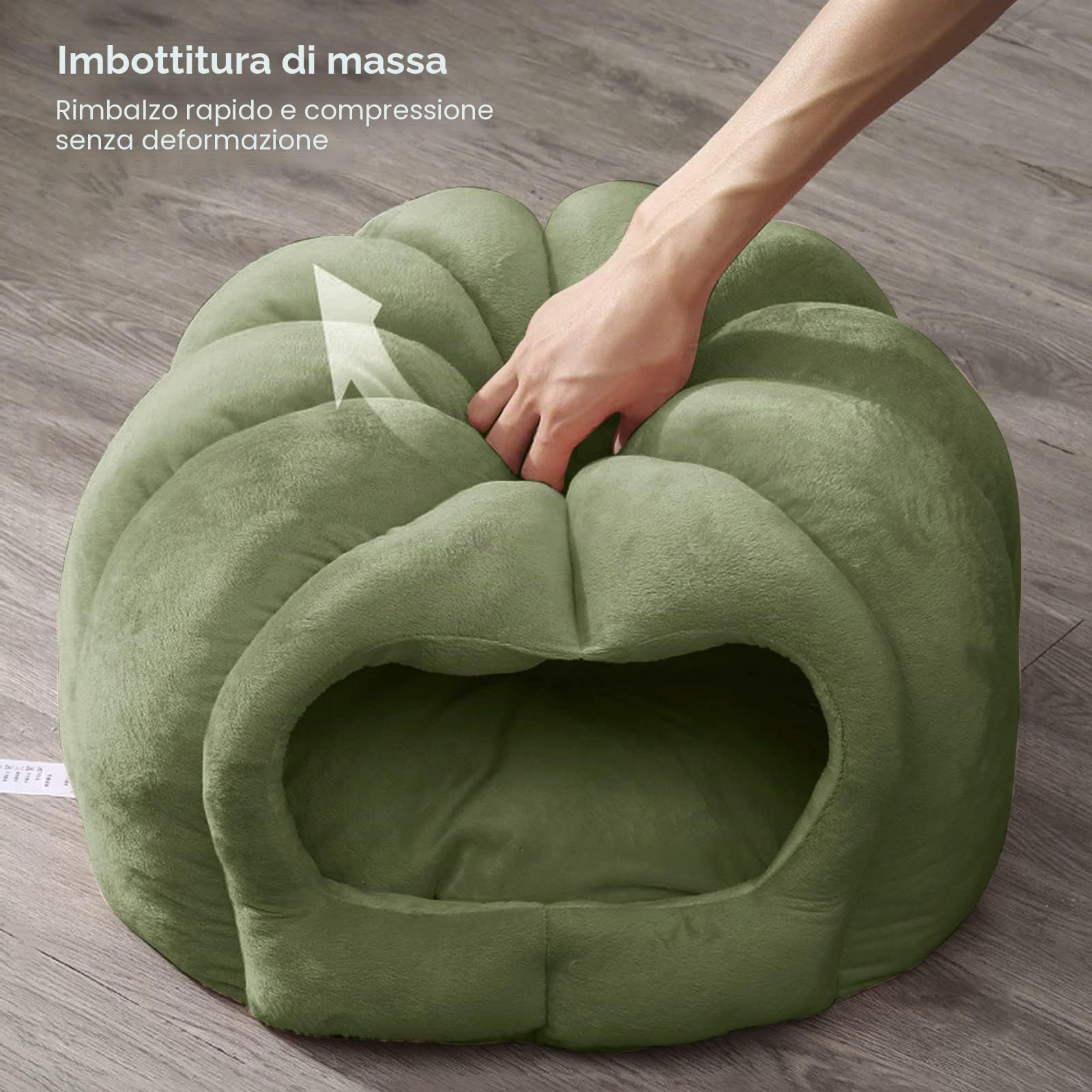 PETCUTE Cuccia per Gatti con Cuscino Interno Rimovibile e Lavabile,Caldo Cuccia Gatto Interno,Lavabile Cuccia per Animali Domestici con Fondo Antiscivolo,Lettino Igloo Per Gatti In Peluche