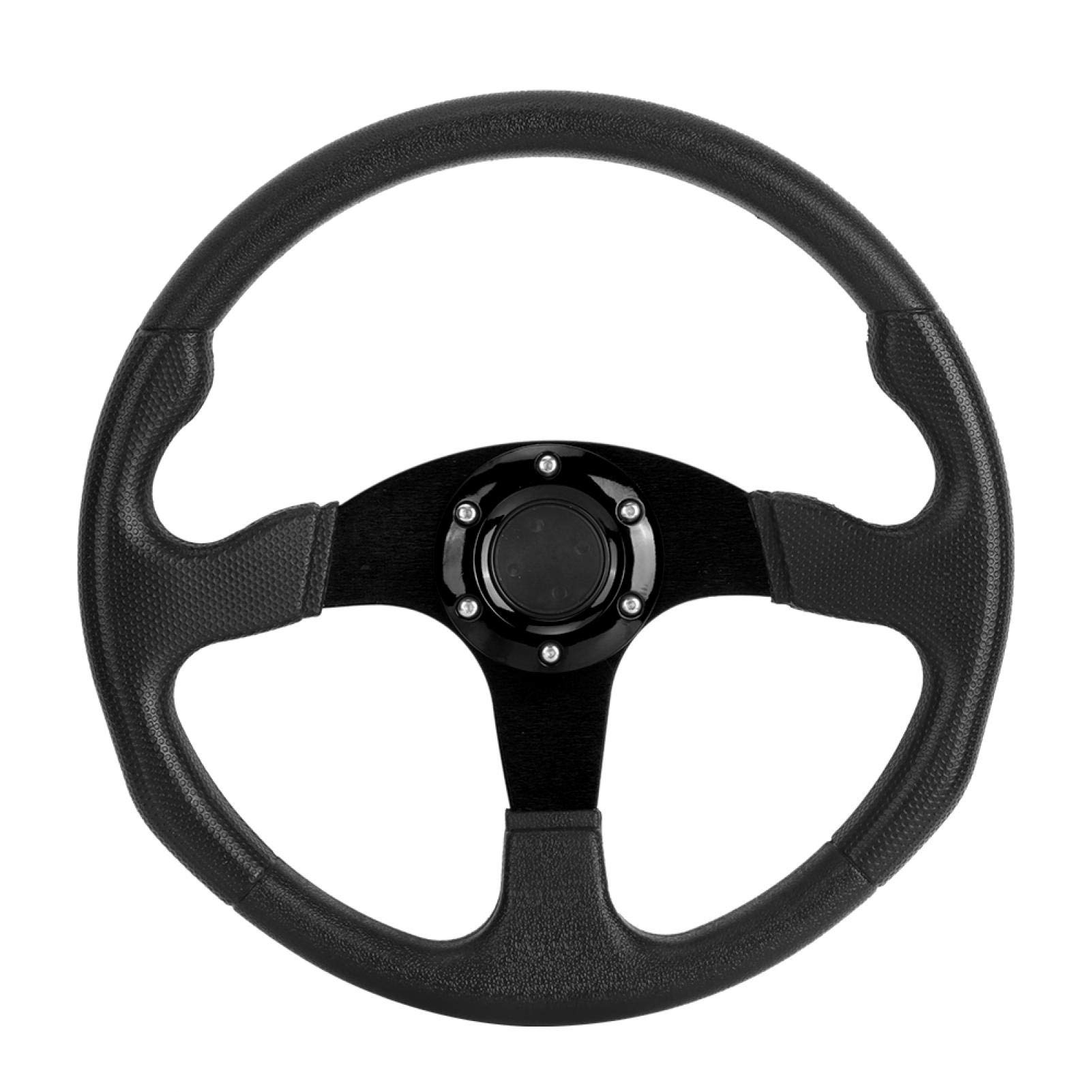 Lenkrad, Aluminiumlegierung und Lederrad, 350 mm/14 Zoll Rennwagen-Sportlenkrad, tiefe Schale mit bunten Streifen, universelles, automodifiziertes Zubehör(Schwarz)