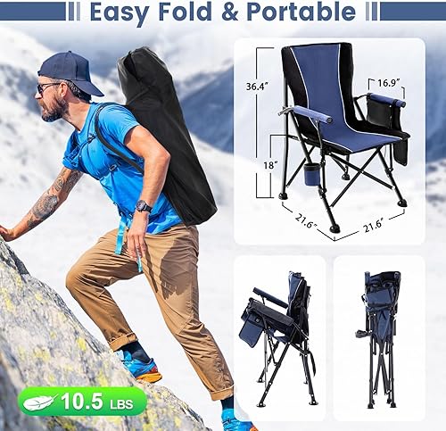 Miniatura 4 de Lamberia Sillas plegables portátiles con calefacción para deportes al aire libre, sillas de césped resistentes para adultos con soporte de 400