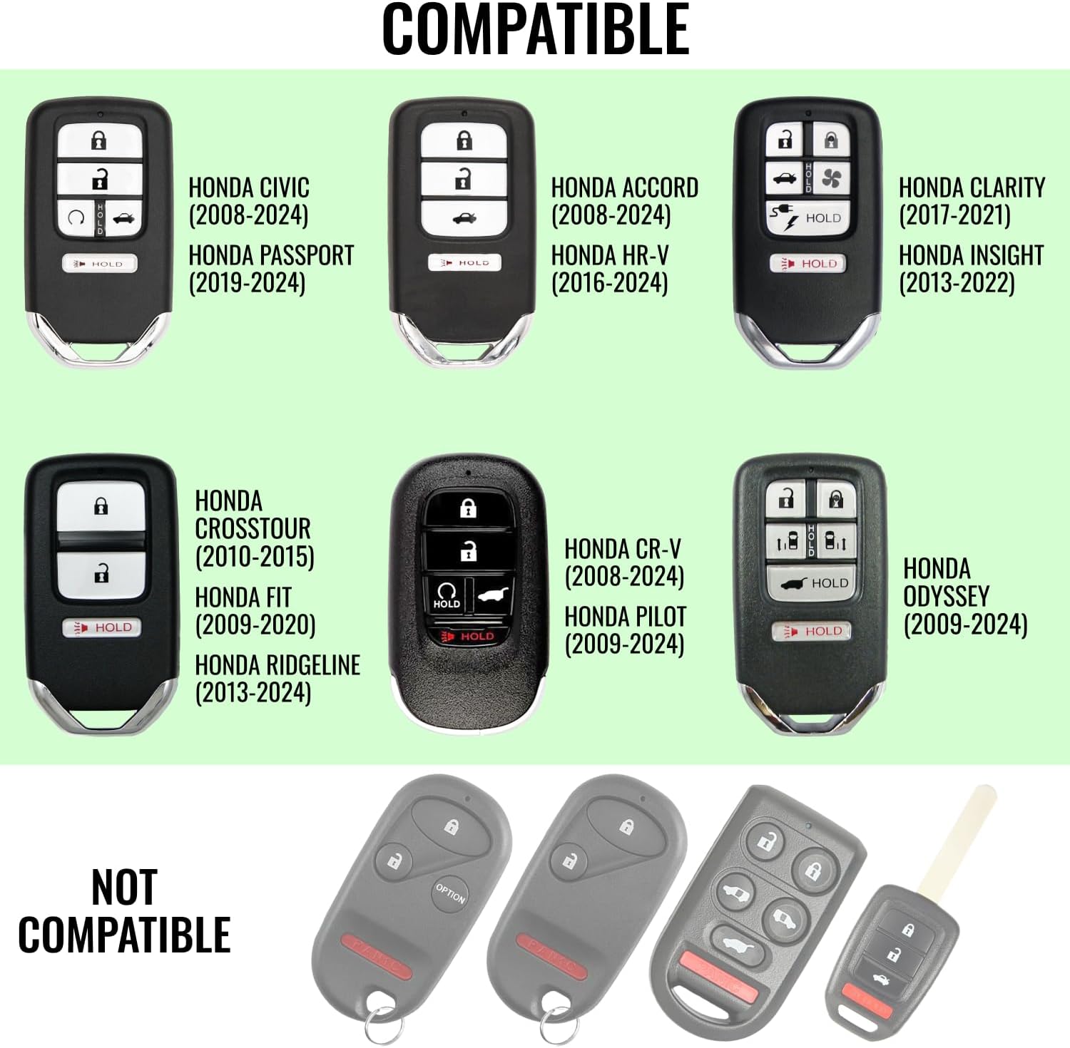 Key Fob Replacement Batteries CR2032 for Honda Smart Fob for CR-V 2008-2024, Civic 2008-2024, Accord 2008-2024, Pilot 2009-2024 - CR 2032 Key Battery Replacement - 1-Pack
