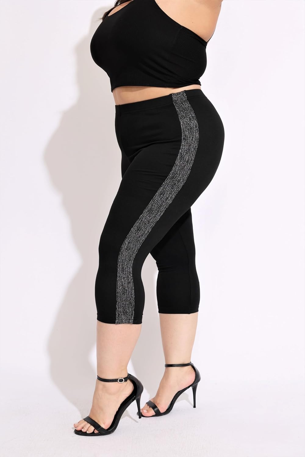 TIYOMI Plus Size Capri Leggings for Women High Waist Knee-Length Leggings Tummy Control Capri XL-5XL - Image 2