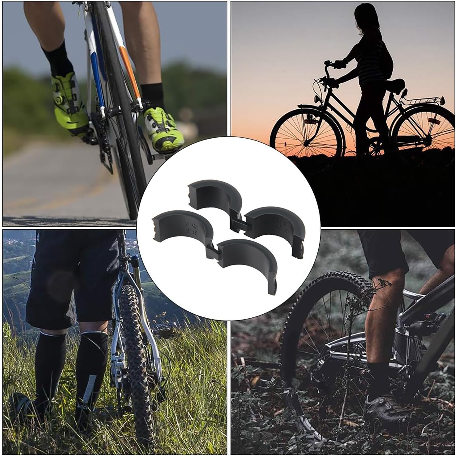 12 rondelle di Gomma per Biciclette, Guarnizione per Manubrio Della Bicicletta Antivibranti e Antiscivolo 31.8 a 22.2/25.4 Rondelle, Adattatori di Rondine per Auto Stradali Biciclette