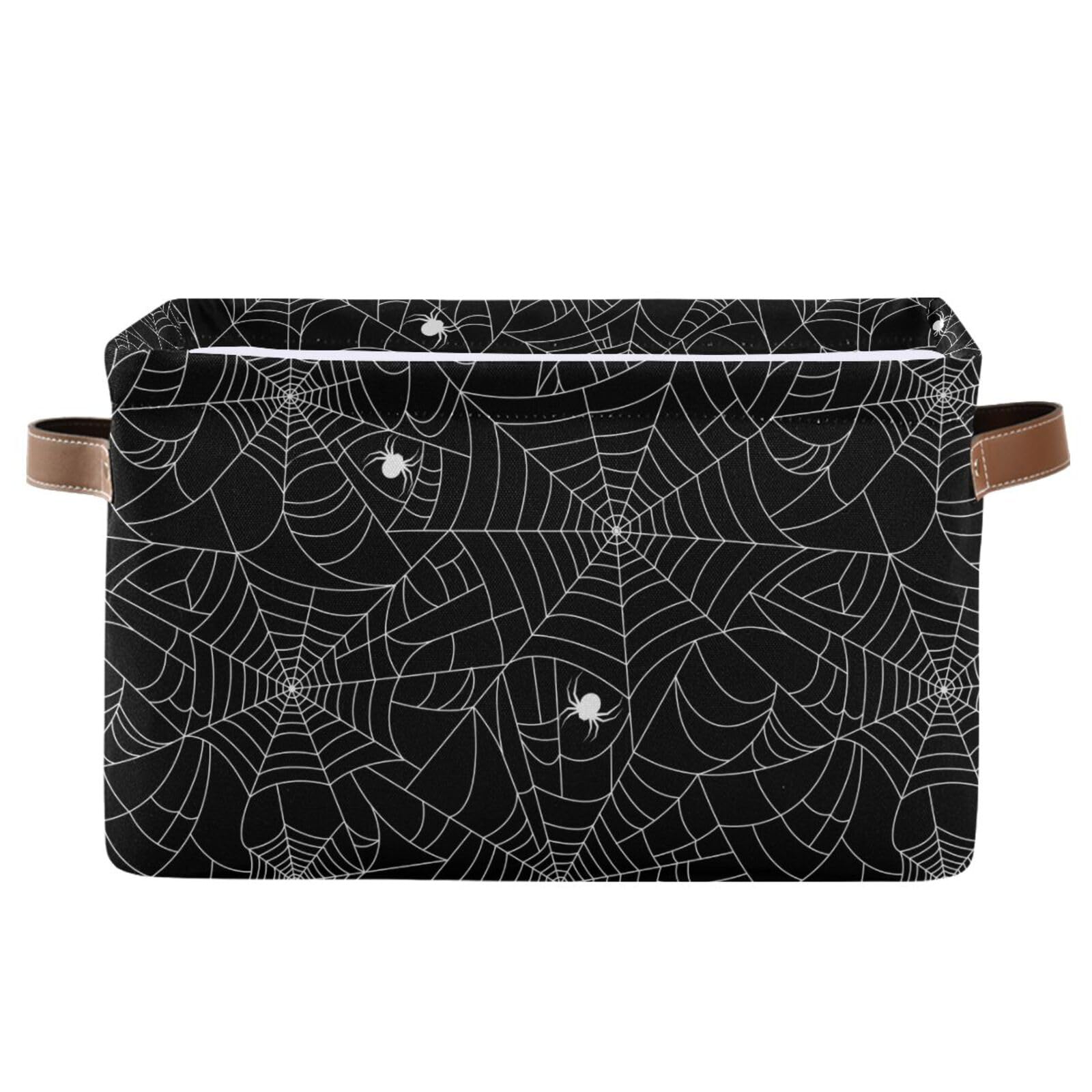 Panier rangement pliable toile d'araignée Halloween bac tissu avec poignée