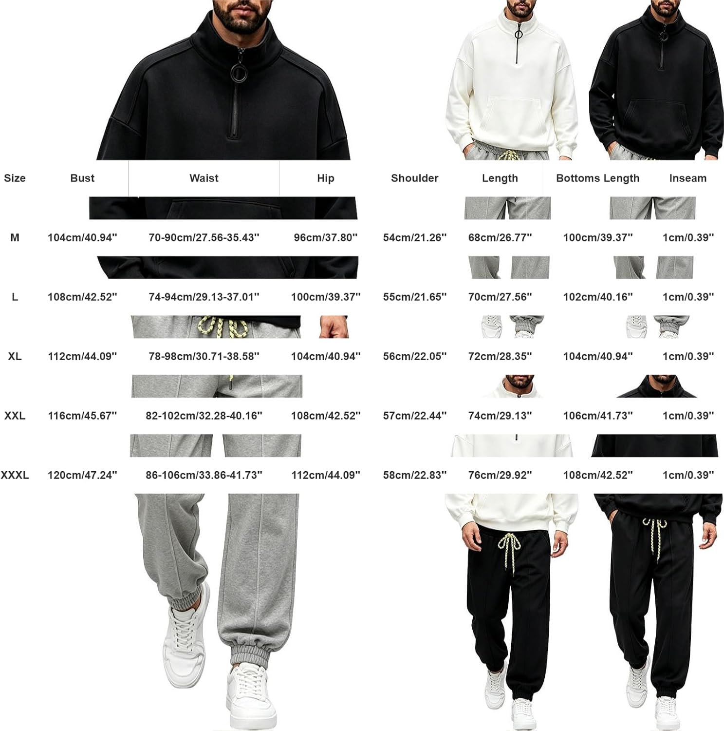 HJINGSUN Mens Sweat Suits 2 Piece Set 1/4 Zip Pullover Jogger Tracksuit