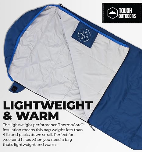 Miniatura 5 de Saco de dormir extra grande para todas las estaciones saco de dormir para adultos y saco de dormir de campamento para clima frío y verano saco de