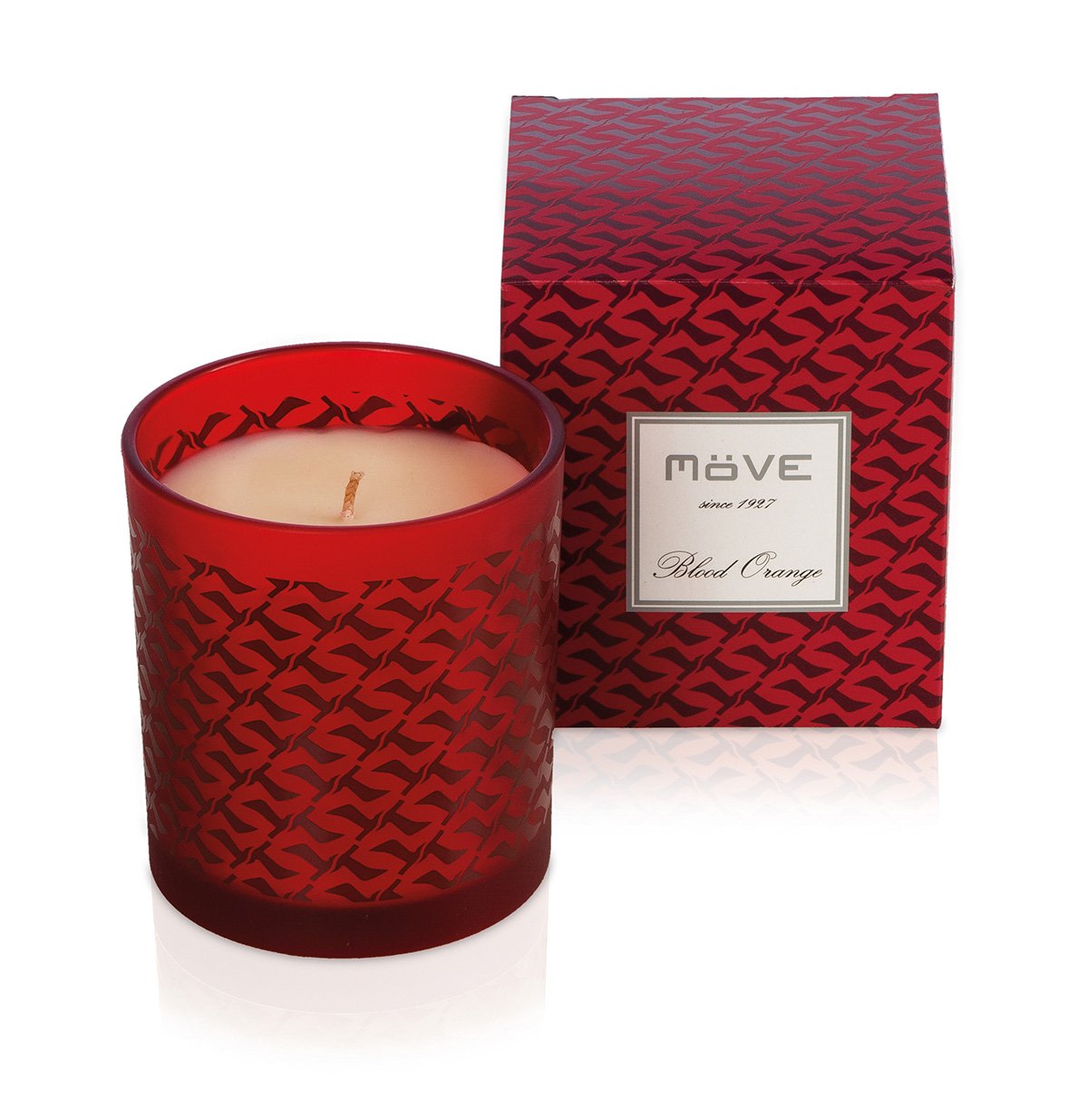 möve Signature Scented Candle in Glass with Seagulls Allover - Burn time 50 Hours, 230g, Blood Orange