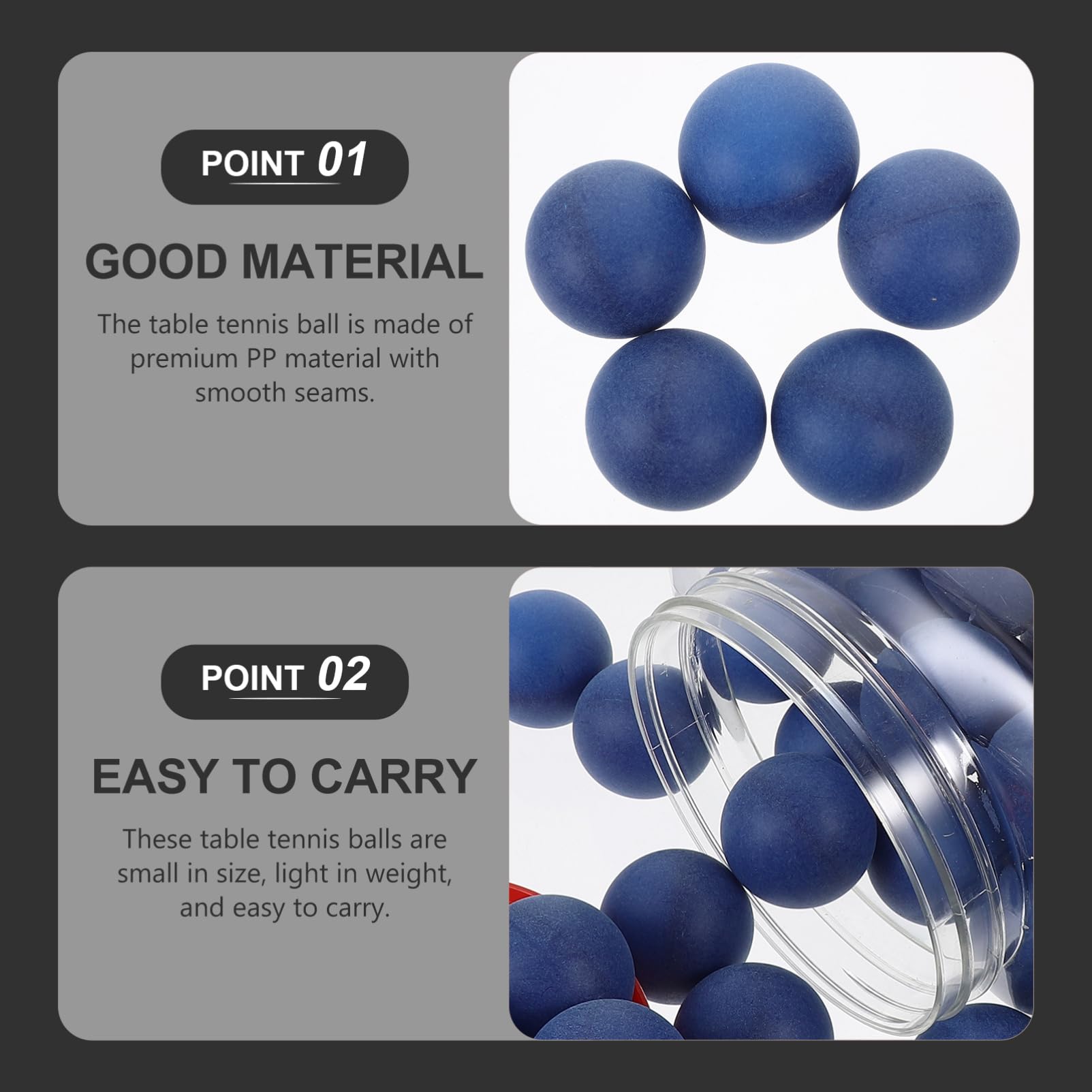 HEMOTON 60 Palline da Ping Pong Leggere e Perfettamente Bilanciate in PP da 40Mm per Sport a Casa e'Aperto per Principianti