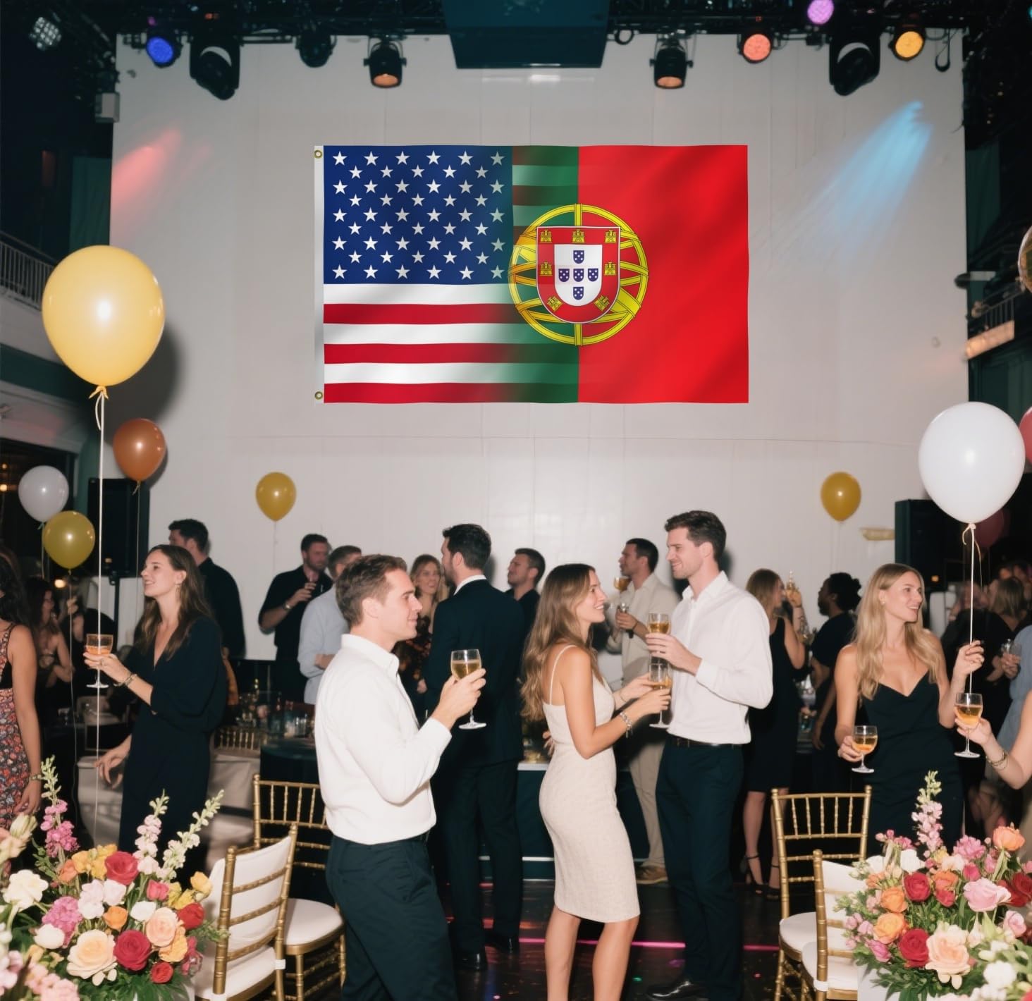 American Portugal Combination Flag 3X5FT, US Portuguese Friendship Flags,Both Sides Printed, Men Women Banner,Vibrant Colors, Double Stitched with 2 Brass Grommets, Bar Garden Street Decoration, GYM, Office Decor,Indoor Outdoor Use,Gifts. (US-PT-Z, 3x5ft)