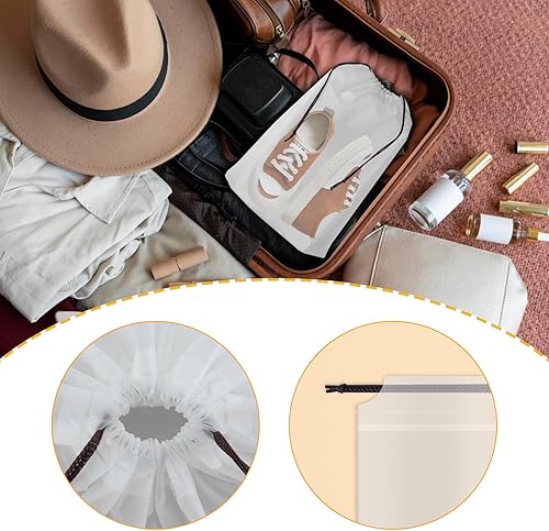 Miniatura 3 de Riuog Bolsas de zapatos transparentes con cuerda, bolsa de almacenamiento transparente portátil, para organizar zapatos grandes y transparentes,