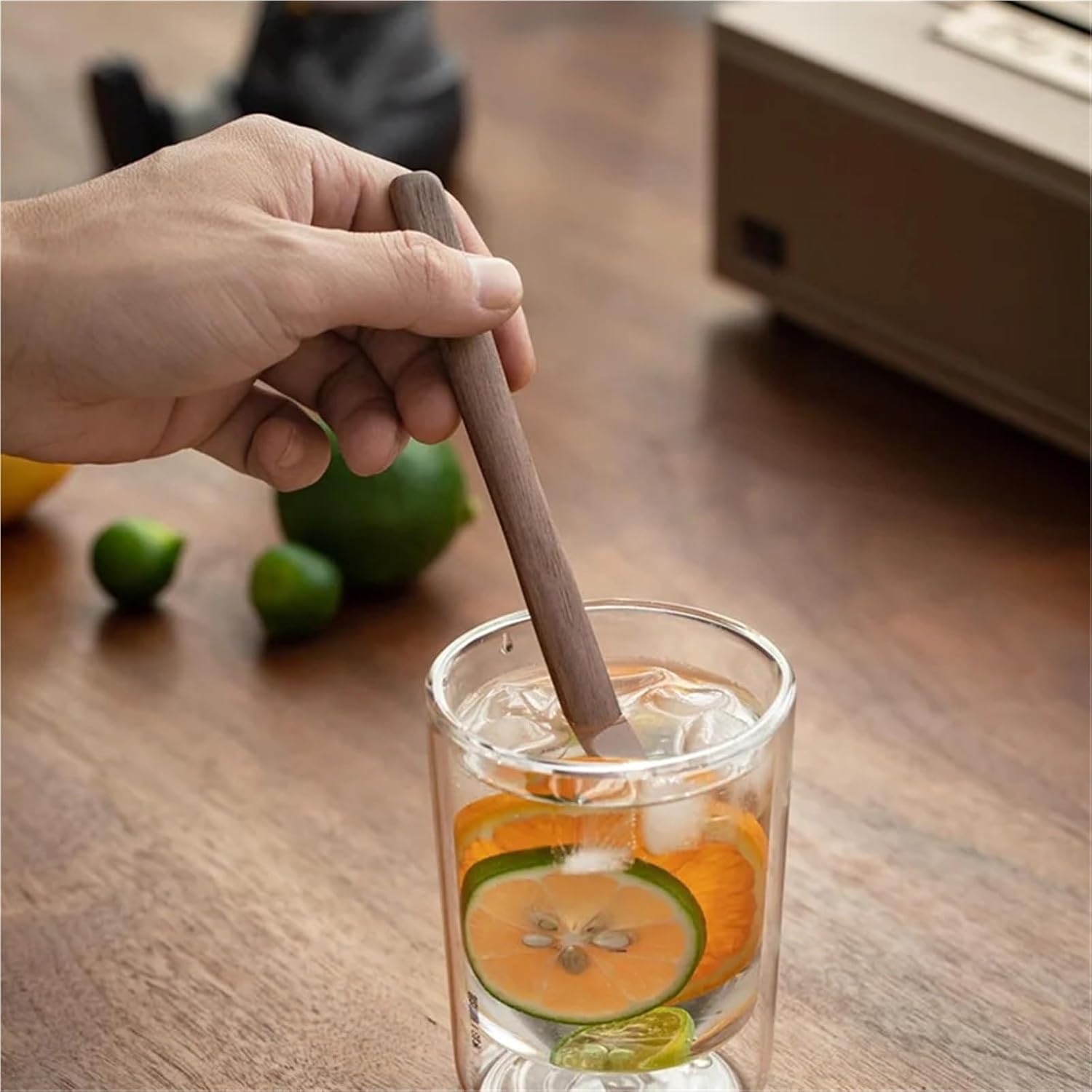 8pcs Coffee Stirrer 6" Black Walnut Wood Reusable Drink Stir Sticks for Tea Milk,Chocolate& Jam Spreader