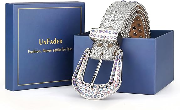 Amazon | UnFader レディース メンズ ラインストーン ウエスタンベルト