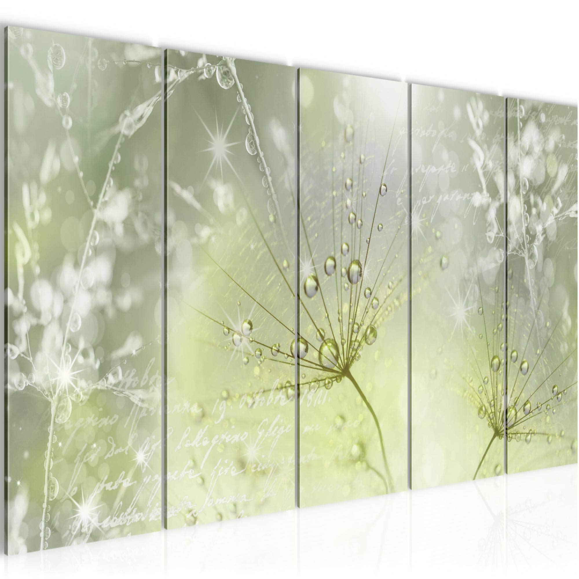Runa Art H Wall Picture Xxl Dandelion 200 X 80 Cm Green Grey 5 Pieces - Made In Germany - 205655B