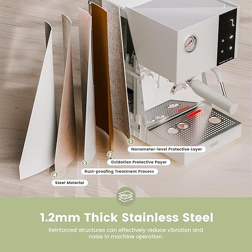 Miniatura 9 de Gevi Máquina de café expreso comercial de 20 bar con cafeteras inteligentes OPV, espumador de leche y portafiltro de 2.283 in, cafetera de capuchino