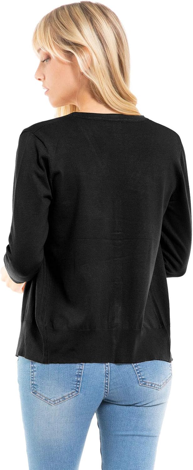 Design by Olivia Women's Classic Button Down Long Sleeve V-Neck Soft Knit Sweater Cardigan - Image 5