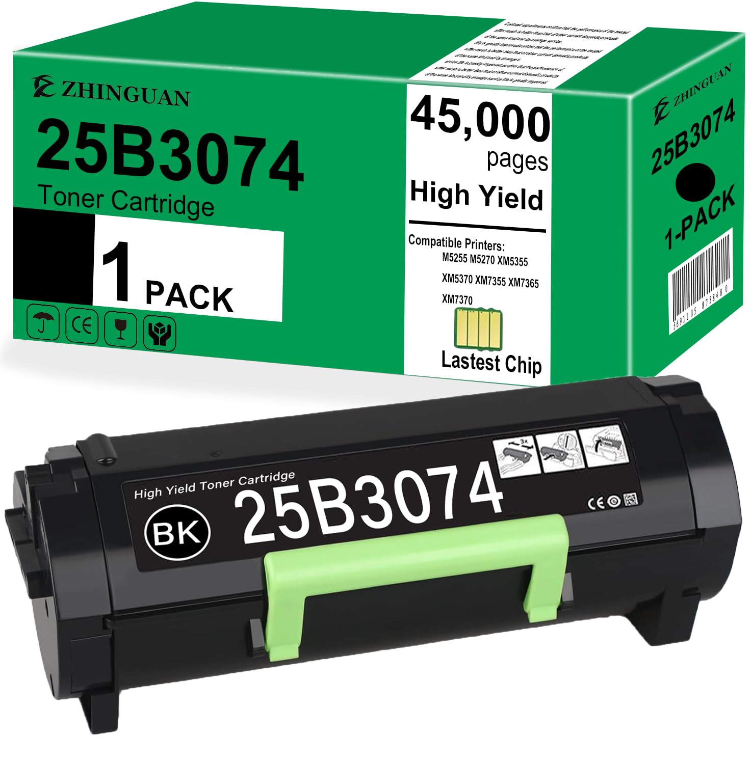 25b3074 extra high yield toner cartridge compatible for 25b3074 black toner cartridge work for m5255 m5270 xm5355 xm5370 xm7355 xm7365 xm7370 printers?1 black?