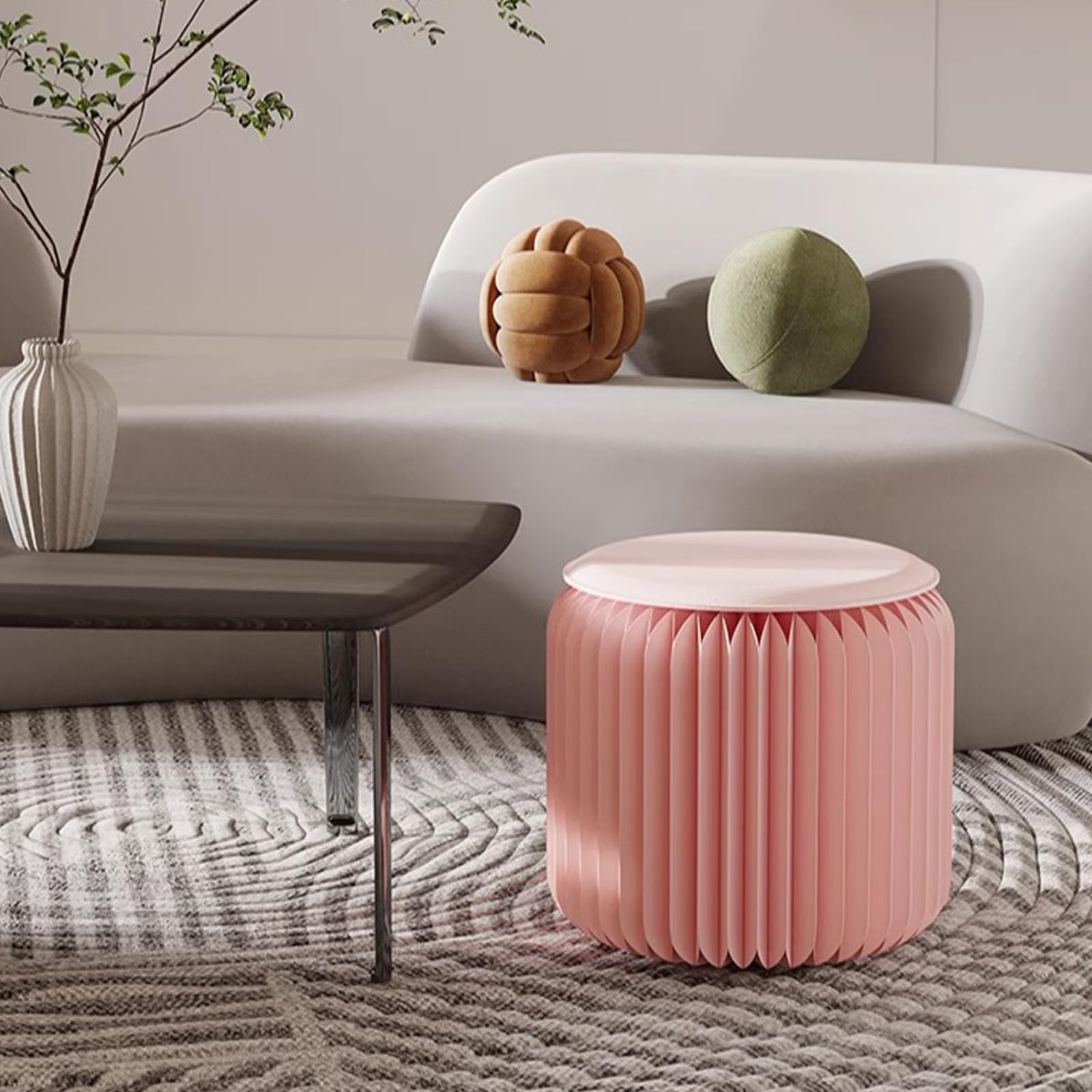 Générique Tabouret Pliant en Papier Tabouret de Pied Moderne Table d'appoint Meubles en Nid d'abeille Portables for Salon Chambre Bureaux à Domicile Librairies Dressing avec Coussin en PU(36x36x44cm)