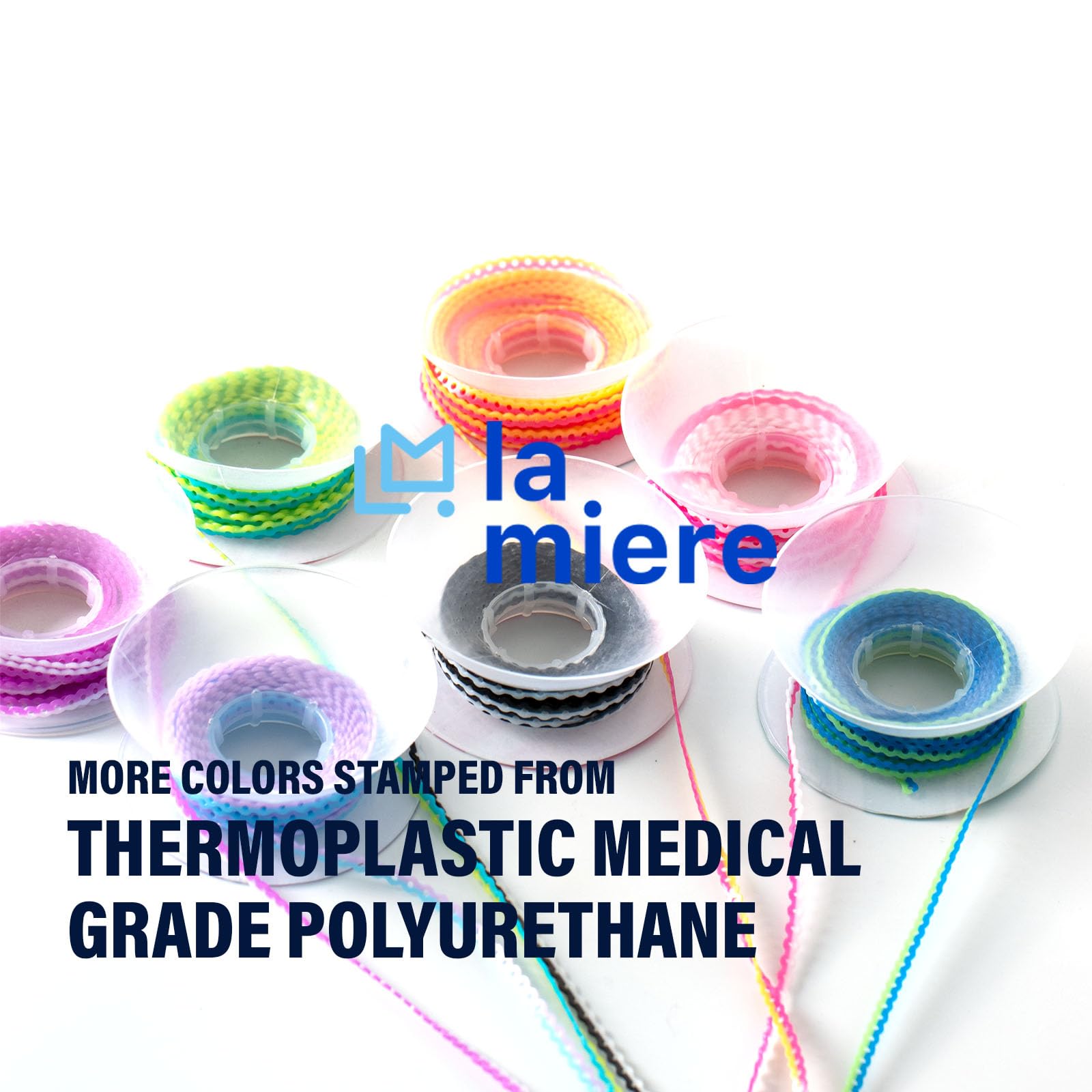 LA MIERE 1 Rolle Kieferorthopädische Gummiketten, 2 farbige Hosenträger-Ketten bestehen aus Kraft in geschlossenen, kurzen, langen 38,1 cm Spulen (geschlossen, 2,5 mm, blau und lila)