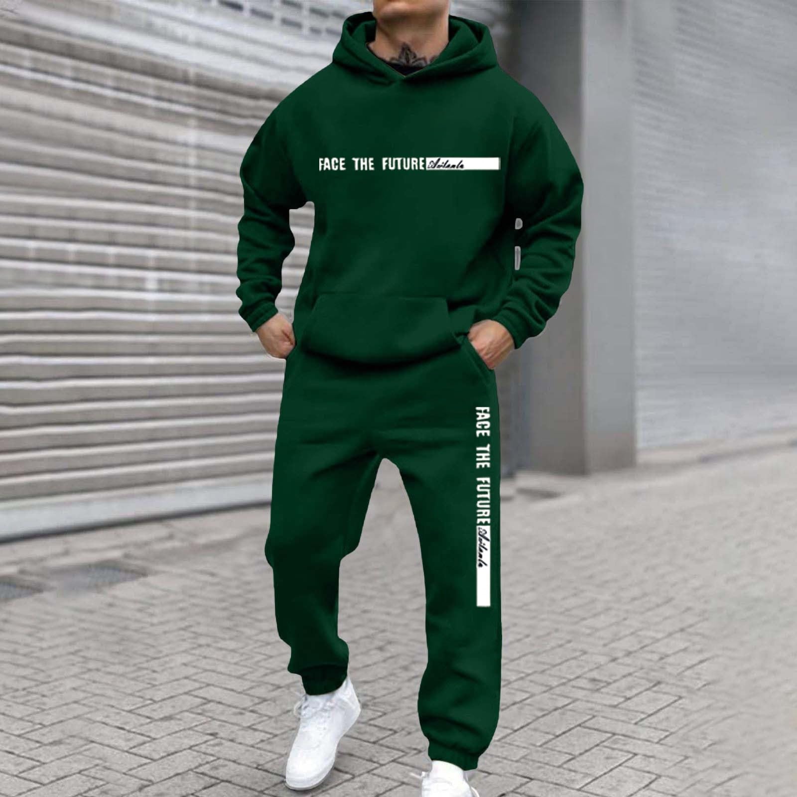 Générique Męskie spodnie dresowe 2-częściowy zestaw kurtek z zamkiem błyskawicznym spodnie sportowe bawełna polar jesienny miękki dres treningowy z kapturem kieszenie ciepłe oddychające wygodne