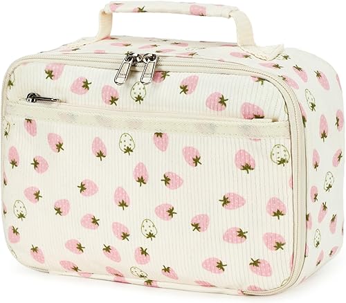 Miniatura 14 de Bluboon - Lonchera aislada para niñas y niños, bolsa de almuerzo de corduroy para la escuela con compartimentos para enfriar y organizar, bolsa de