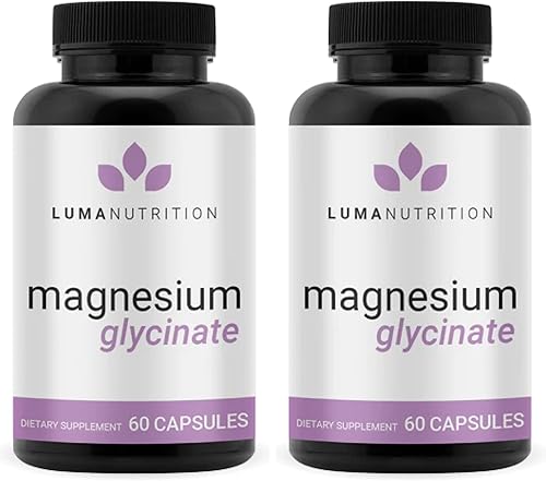 Luma Nutrition Glicinato de magnesio 1000 mg - Apoyo al estrés, sueño, nervios y salud muscular - 500 mg de suplemento de magnesio puro en cápsulas