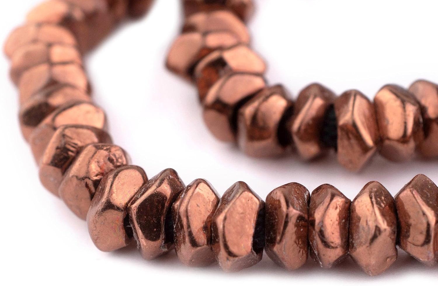 The Bead Chest Copper Faceted Ring Beads 10mm, Full Strand of Quality Metal Spacers for DIY Jewelry Design