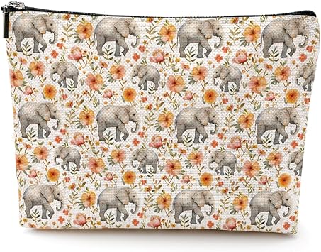 Cute Elephant Cosmetic Bag, Elephants Decor Makeup Bag Funny Elephant Gifts for Women Animal Lovers Grandma Elephants Accessories Makeup Pouch Birthday Mothers Day Christmas Friendship