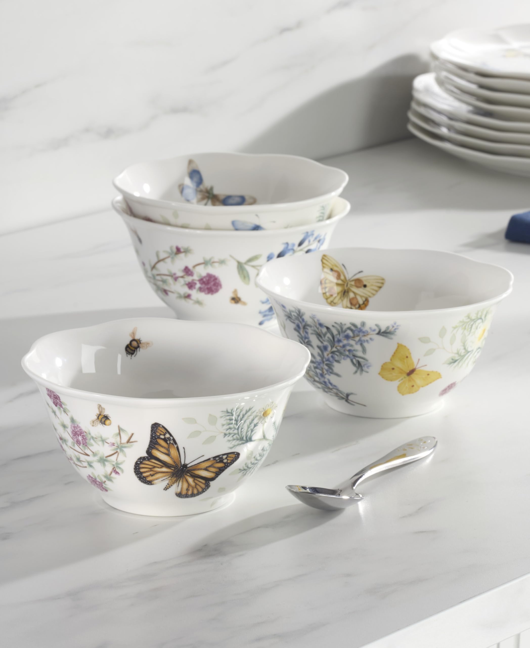 Amazon.com: Lenox 897796 Butterfly Meadow Herbs Rice Bowls, Set Of