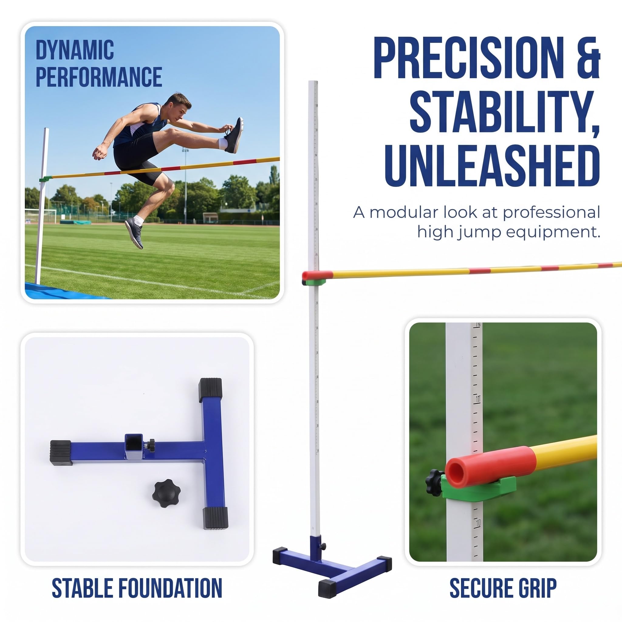 Supporto Portatile per Salto in Alto da Allenamento 50-200 Cm, Standard per Salto in Alto da Competizione in Acciaio Leggero, Tester per Salto in Alto per Eventi di Atletica Leggera E Pista.