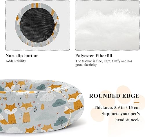 Miniatura 5 de Cartoon Yellow Foxes Grey Warm & Soft Pet Dog Beds fluffier Cat Pillow Bed for Small Size Pets Supplies cama elevada para Perros Grandes