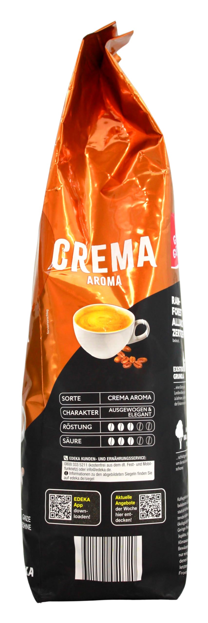 Gut & Günstig Caffe Crema Aroma ganze Bohnen, 8er Pack (8 x 1 kg)