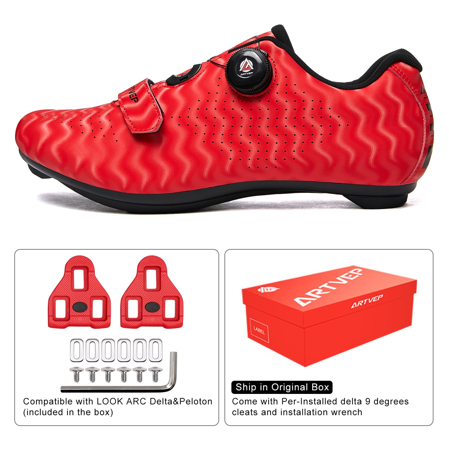 Męskie buty rowerowe Kobiety,Mountain Road Bikes Buty Kompatybilna instalacja SPD/SPDSL/Look Delta/KEO Cleats,Buty rowerowe wewnętrzne kompatybilne z butem rowerowym Peloton StrRed275