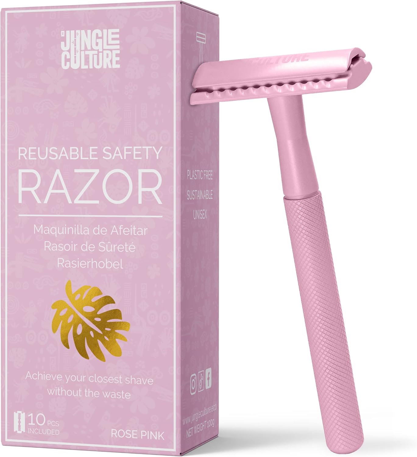 Jungle Culture® Double Edge Safety Razor for Women in Pink • Includes