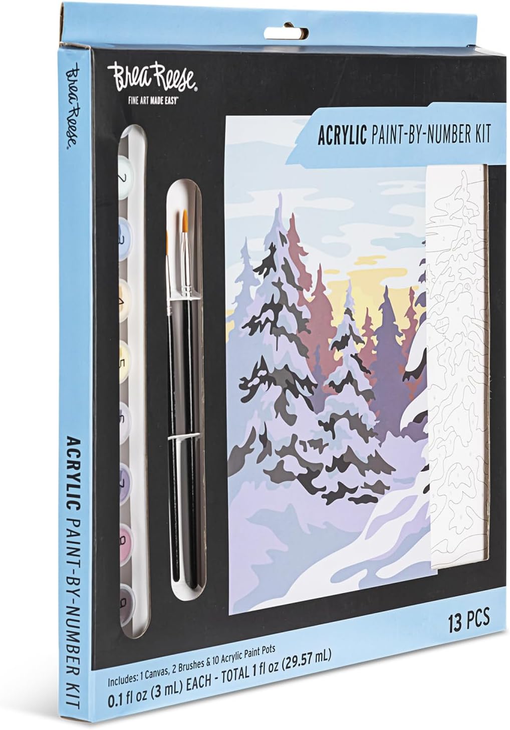 Brea Reese: Acrylic Paint-By-Number Kit - Winter Wonderland - Easy Guided Canvas Painting, Relaxing Holiday-Themed Art Activity, Adult Craft Kit