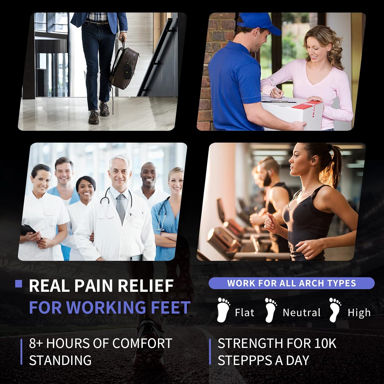 Arch Support Inserts Women Men, 3/4 Orthotics Shoe Insoles for Plantar Fasciitis, Flat Feet, Over-Pronation, Relief Heel Spur Pain, high Arch, Heel Cushion Increase Insoles, XL - Image 5