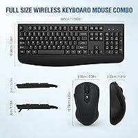 Vista 6 de Combo de teclado y mouse inalámbricos de tamaño completo 2.4GHz con cómodo reposamanos y mouse óptico inalámbrico para Windows, Mac