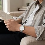 BUREI Ultra Thin Minimalist Men Watch,Analog Waterproof Casual Business Wristwatch，Brown Black Leather Watches
